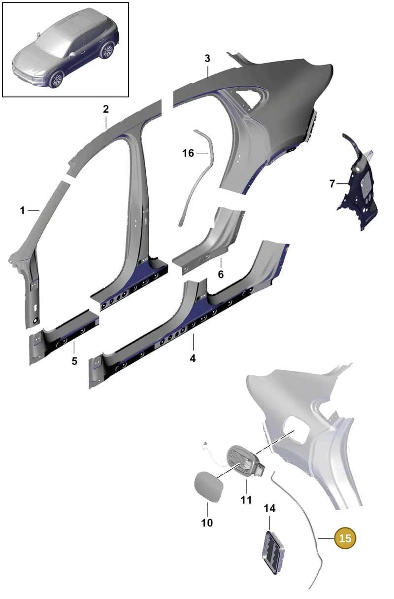 9Y0825214 — Porsche Cayenne (2017-2023) diagram p51801070, position 15