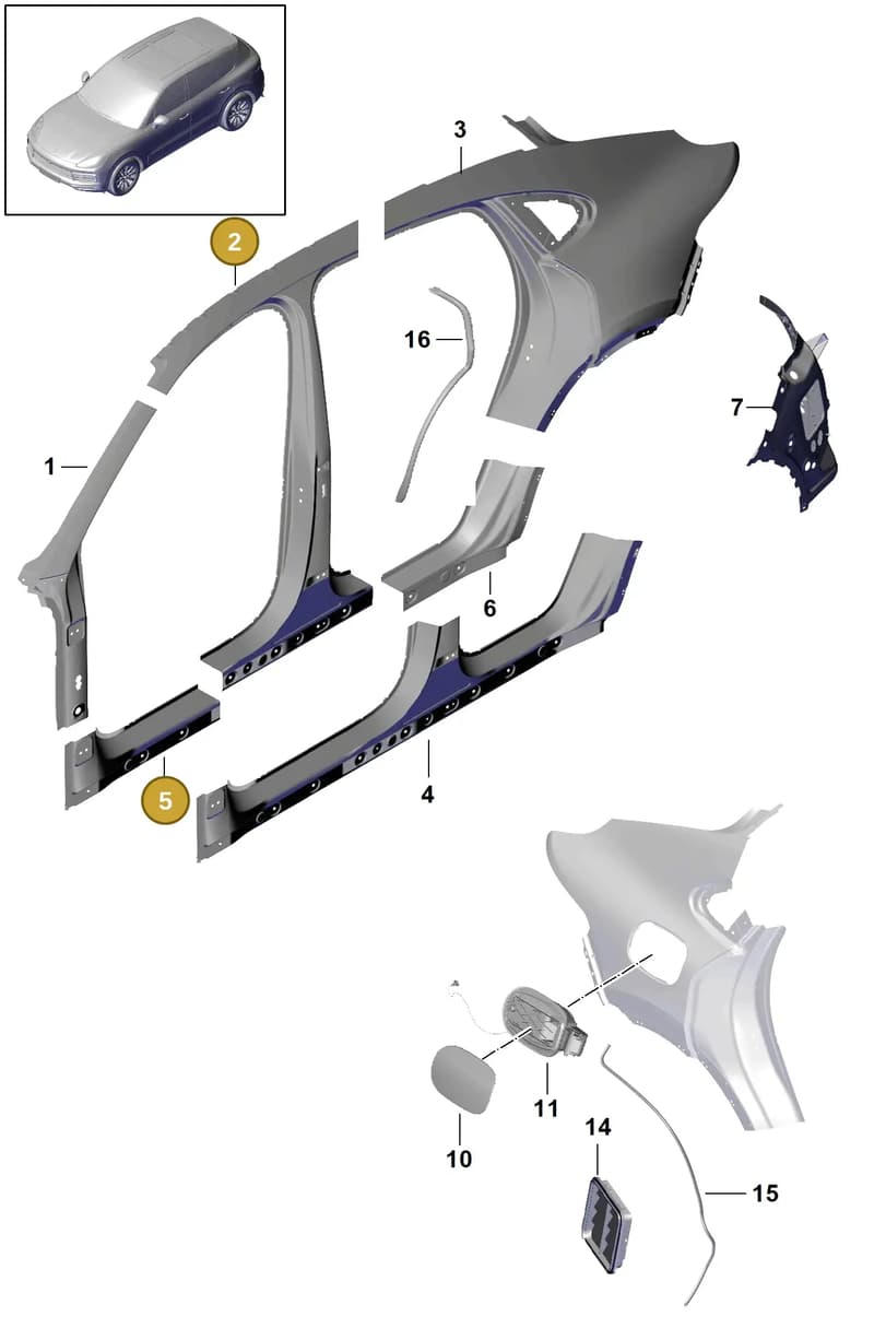 9Y0825317COK1 — Porsche Cayenne (2017-2023) diagram p51801070, position 2+5