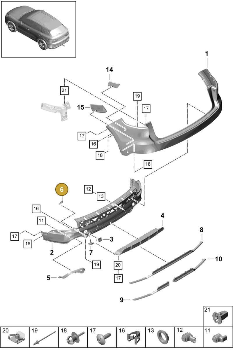 9Y0825715A — Porsche Cayenne (2017-2023) diagram p51802520, position 6