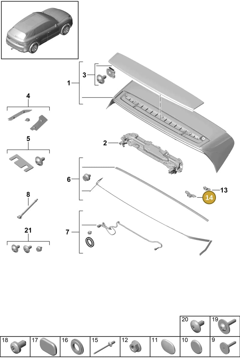 9Y0827068 — Porsche Cayenne (2017-2023) diagram p51803040, position 14