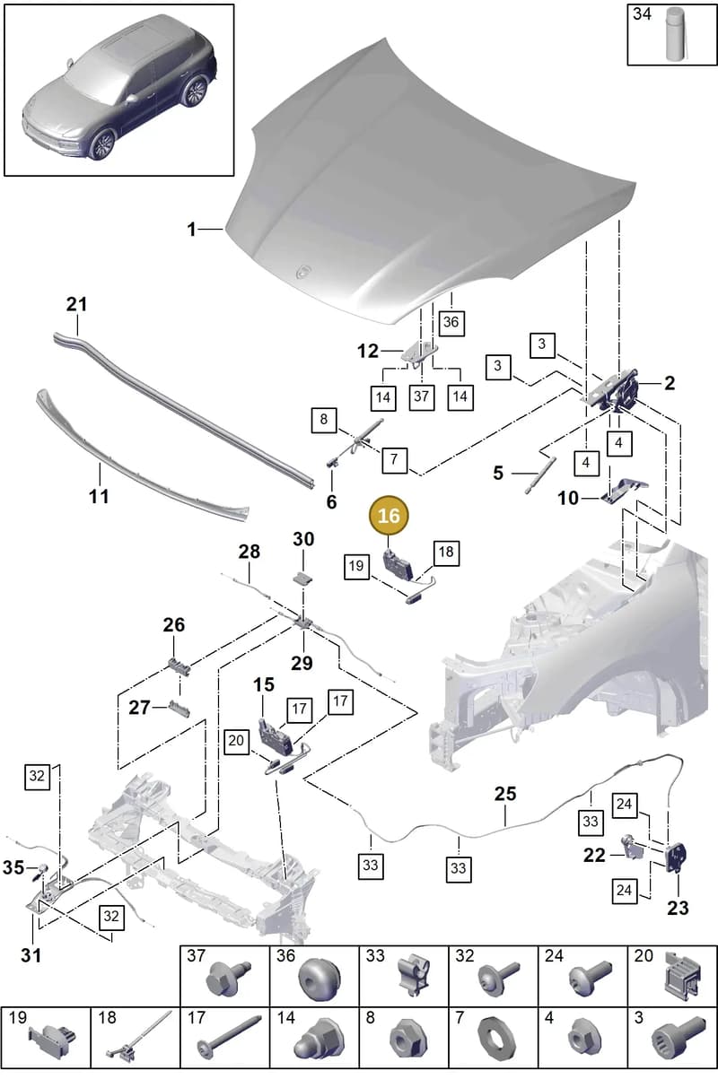 9Y0827507 — Porsche Cayenne (2017-2023) diagram p51803000, position 16