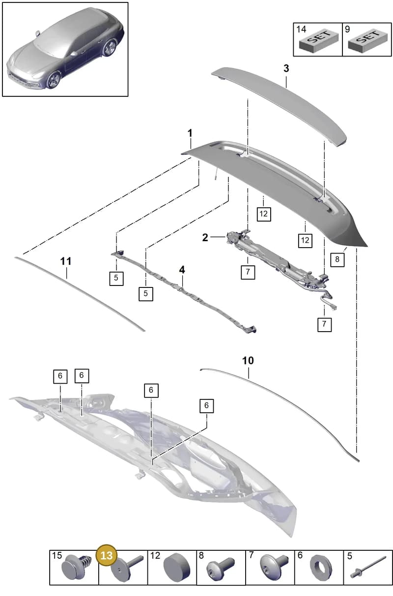 9Y0827657A — Porsche Panamera (2016-2020) diagram p49803058, position 13