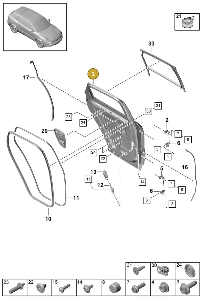 9Y0833051DYGRV — Porsche Cayenne (2017-2023) diagram p51804015, position 1