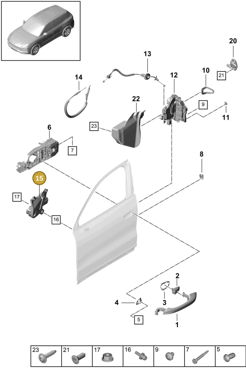 9Y0837004 — Porsche Cayenne (2017-2023) diagram p51804030, position 15+18