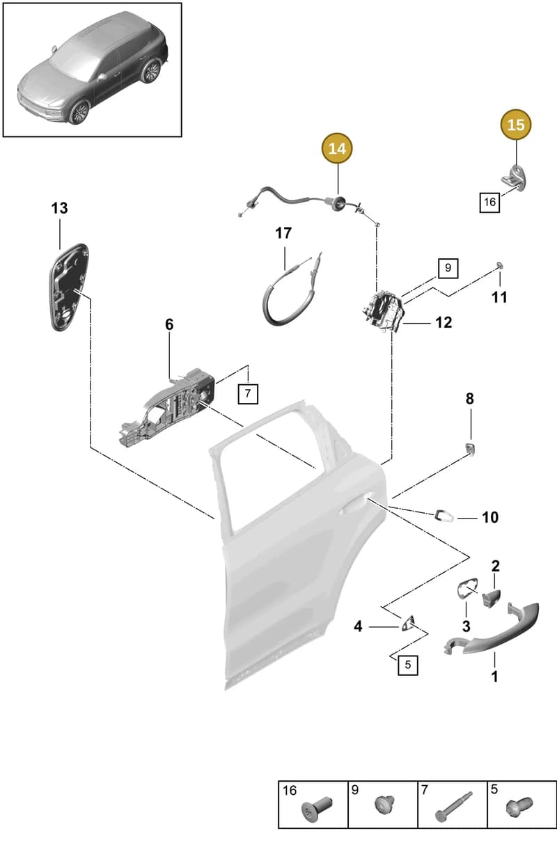 9Y0837085 — Porsche Cayenne (2017-2023) diagram p51804045, position 14+15