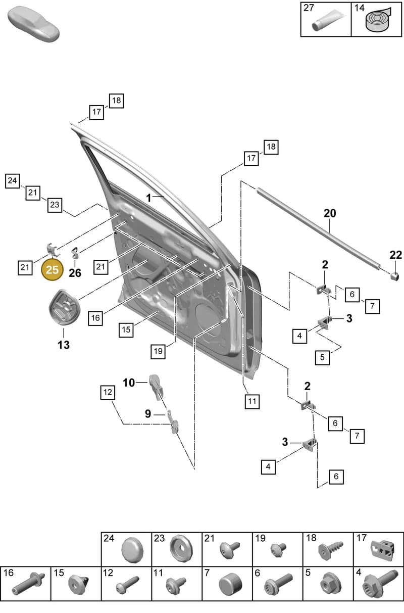 9Y0837349A — Porsche Cayenne Coupe (2023-2023) diagram p60804000, position 25