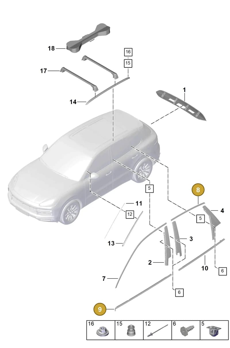 9Y0837475J041 — Porsche Cayenne (2017-2023) diagram p51810000, position 8+9