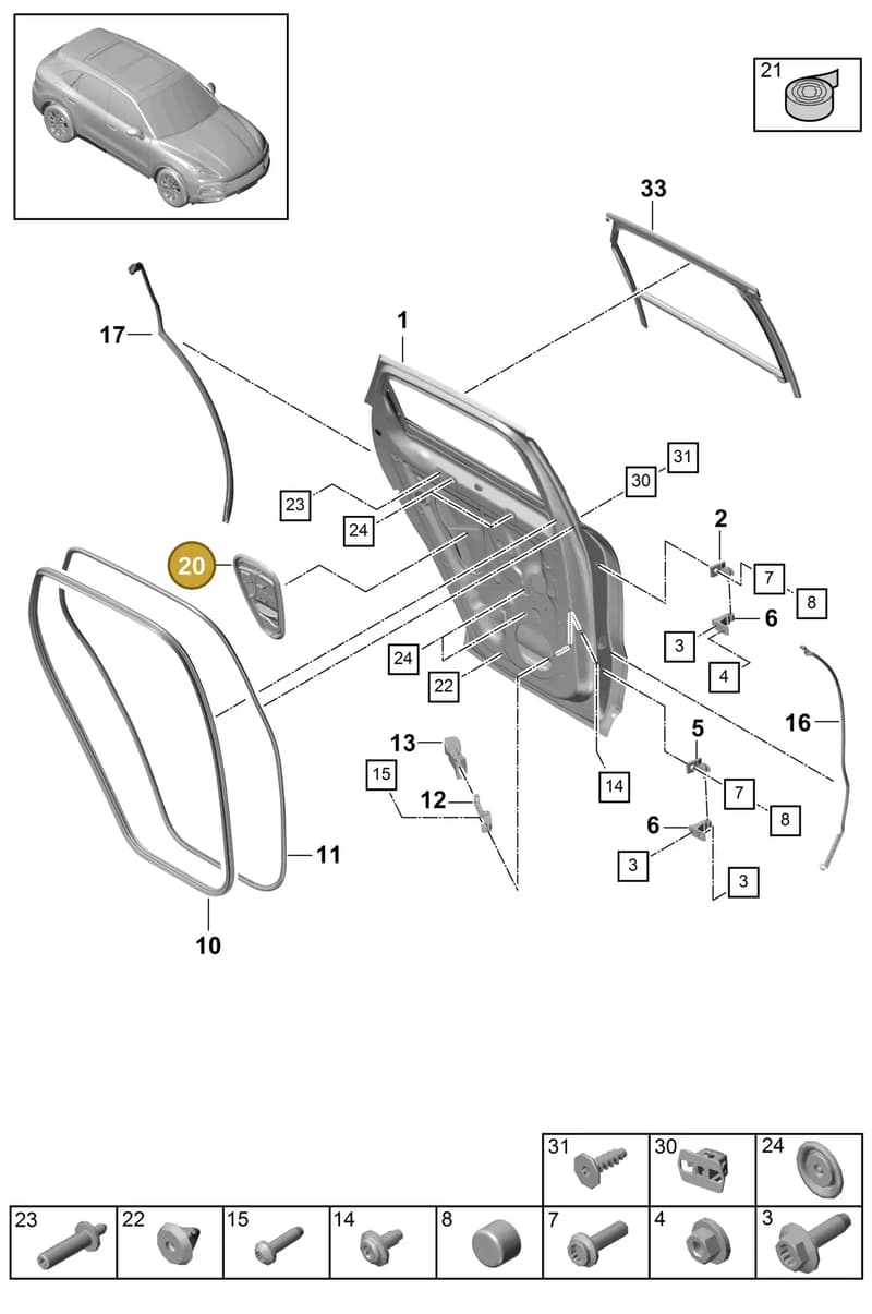 9Y0839003A — Porsche Cayenne (2017-2023) diagram p51804015, position 20