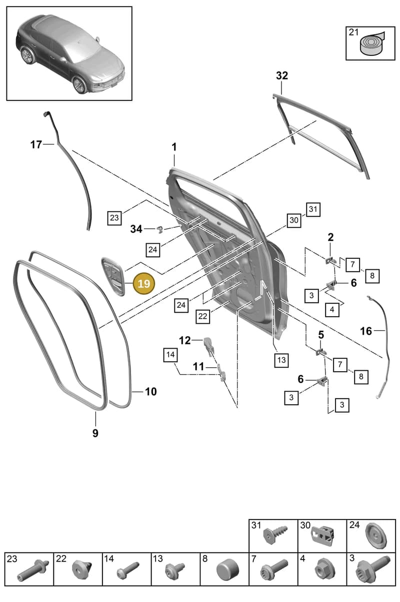 9Y0839003A — Porsche Cayenne (2017-2023) diagram p51804020, position 19