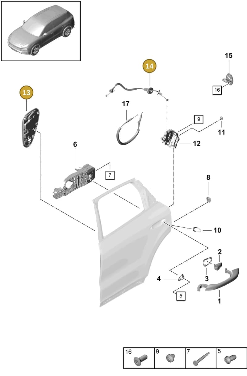 9Y0839003A — Porsche Cayenne (2017-2023) diagram p51804045, position 13+14