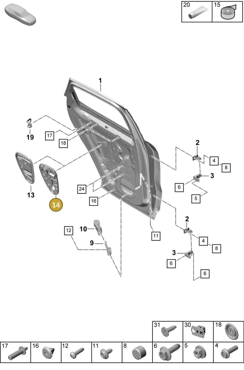 9Y0839003A — Porsche Cayenne Coupe (2023-2023) diagram p60804050, position 14