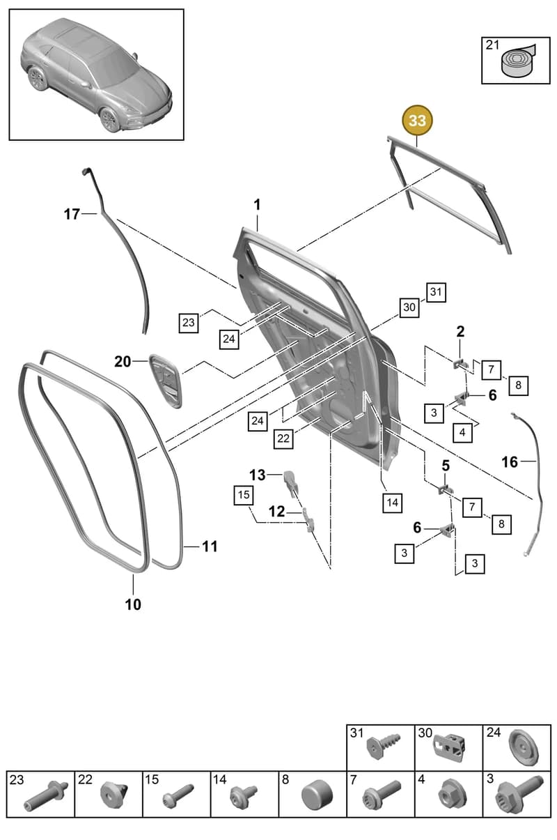 9Y0839432 — Porsche Cayenne (2017-2023) diagram p51804015, position 33