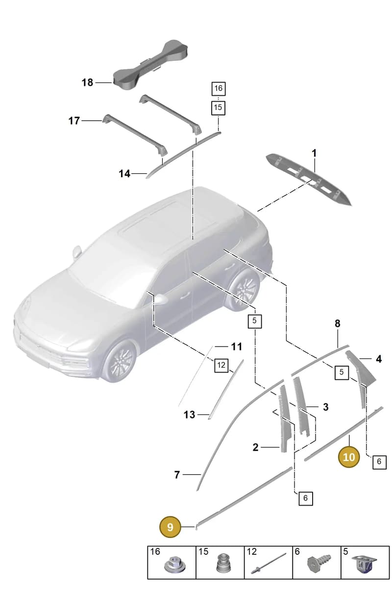 9Y0839475J041 — Porsche Cayenne (2017-2023) diagram p51810000, position 9+10