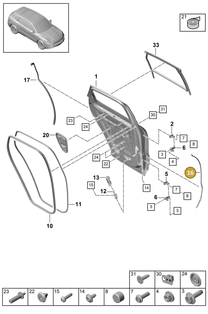 9Y0839717A — Porsche Cayenne (2017-2023) diagram p51804015, position 16