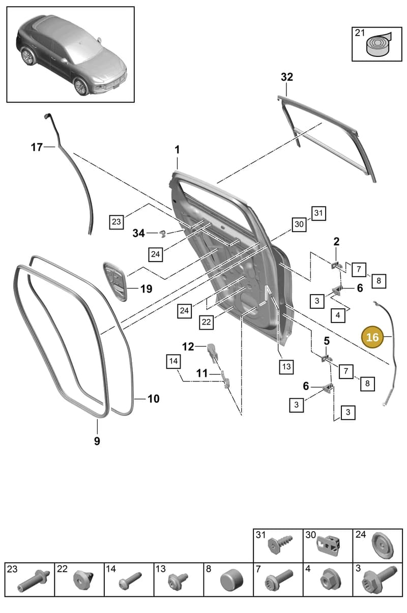 9Y0839718A — Porsche Cayenne (2017-2023) diagram p51804020, position 16