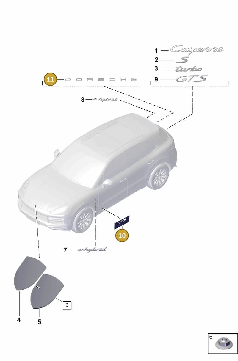 9Y0853155 — Porsche Cayenne (2017-2023) diagram p51810010, position 10+11