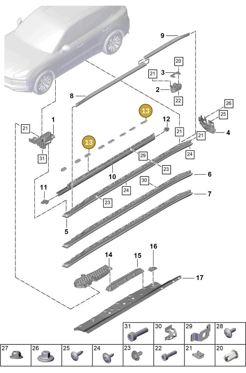 9Y0853199A — Porsche Cayenne (2017-2023) diagram p51810040, position 13