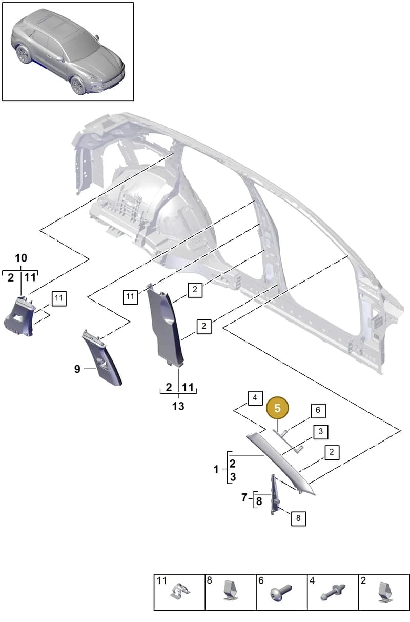 9Y0853467J — Porsche Cayenne (2017-2023) diagram p51807020, position 5