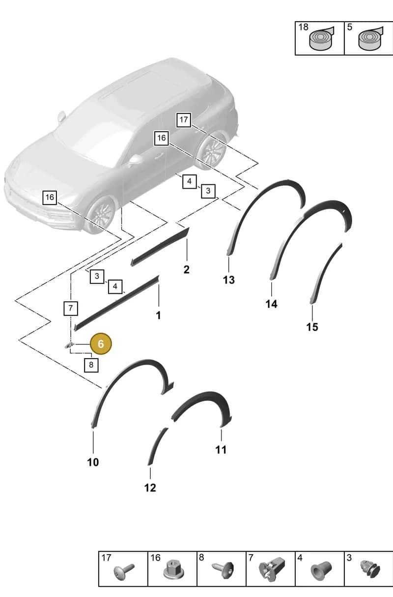9Y0853647B — Porsche Cayenne (2017-2023) diagram p51810020, position 6