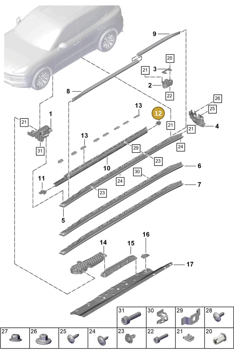 9Y0853657 — Porsche Cayenne (2017-2023) diagram p51810040, position 12