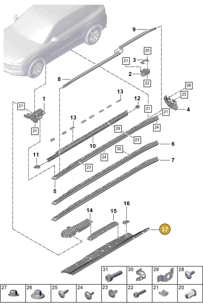 9Y0853864 — Porsche Cayenne (2017-2023) diagram p51810040, position 17