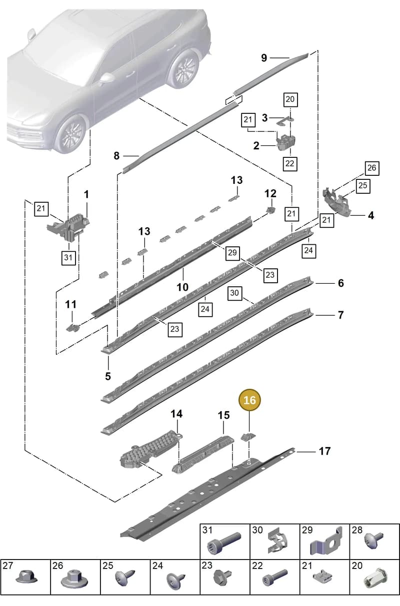 9Y0853957 — Porsche Cayenne (2017-2023) diagram p51810040, position 16