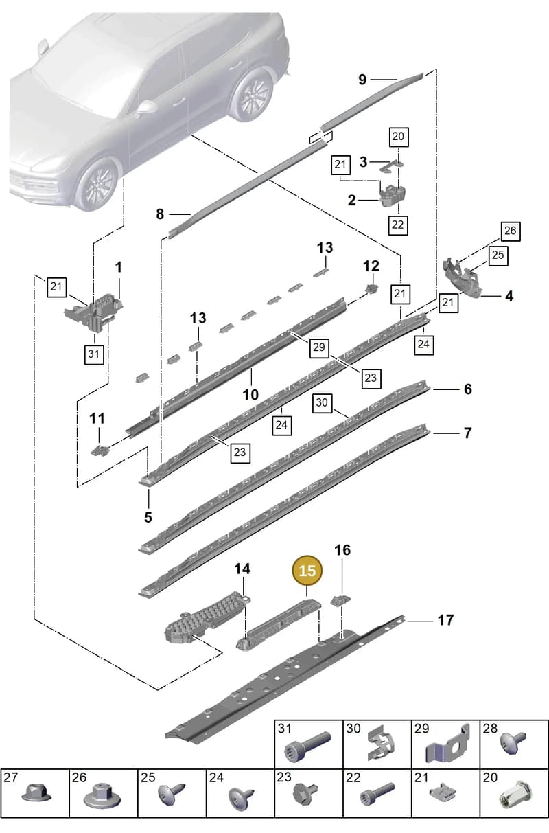 9Y0853966 — Porsche Cayenne (2017-2023) diagram p51810040, position 15