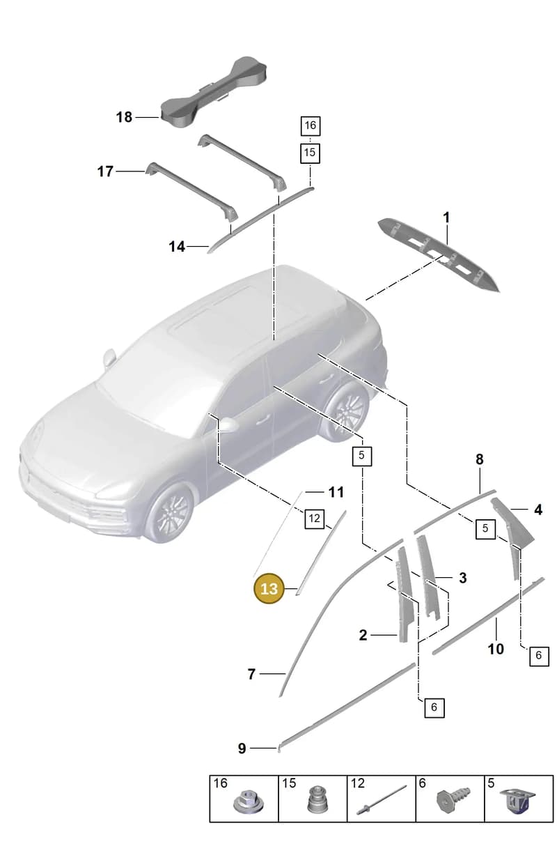 9Y0854327B9B9 — Porsche Cayenne (2017-2023) diagram p51810000, position 13