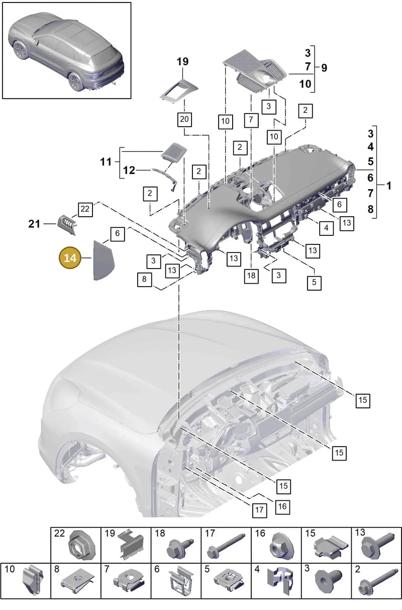 9Y0857085DOB8 — Porsche Cayenne (2017-2023) diagram p51809000, position 14