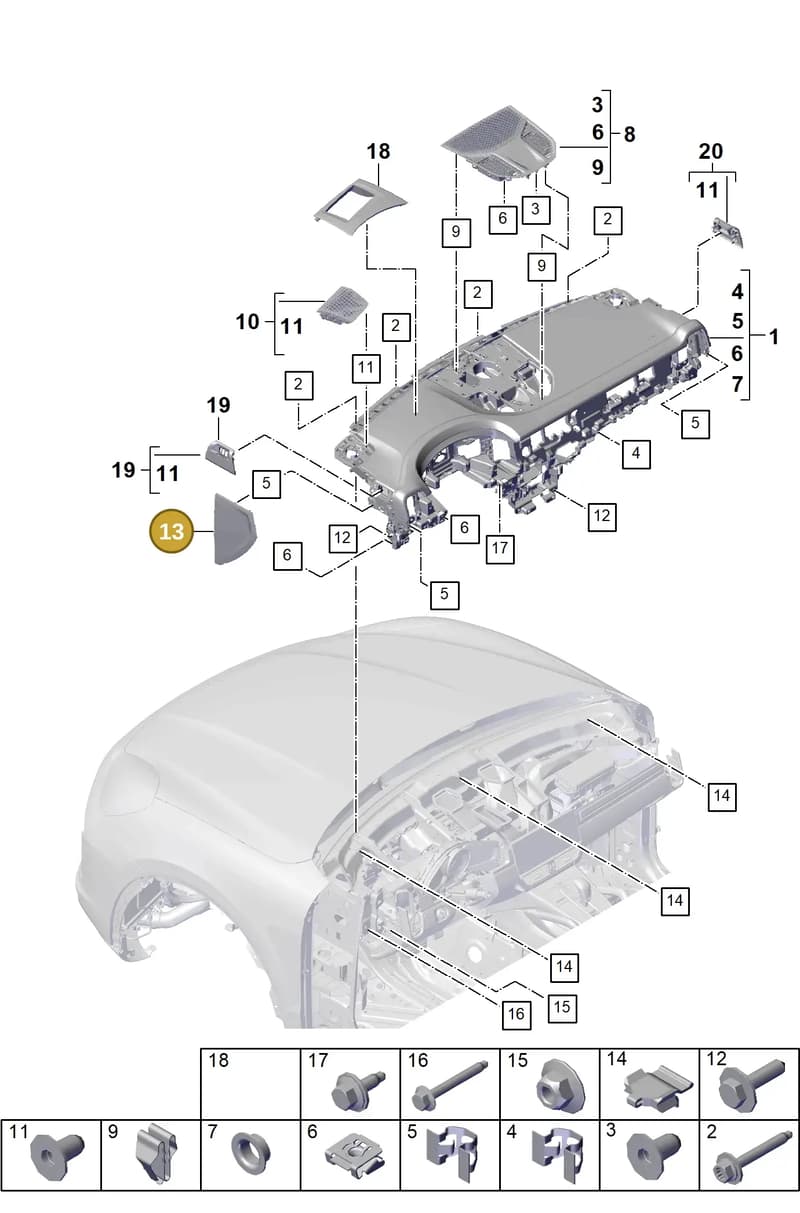 9Y0857086B1E0 — Porsche Cayenne Coupe (2023-2023) diagram p60809000, position 13