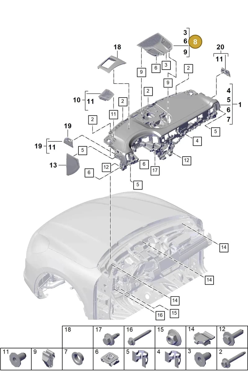 9Y0857192D5Q0 — Porsche Cayenne Coupe (2023-2023) diagram p60809000, position 8