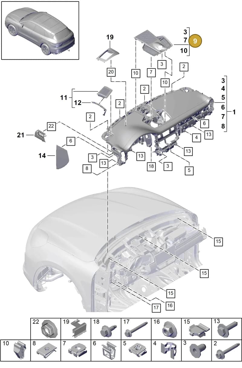 9Y0857325AOU6 — Porsche Cayenne (2017-2023) diagram p51809000, position 9