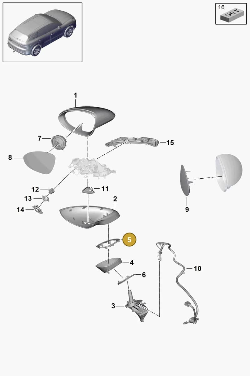 9Y0857680 — Porsche Cayenne (2017-2023) diagram p51809050, position 5
