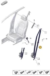 9Y0857706FM7K Porsche Three-Point Safety Belt (Arctic Grey M7K)