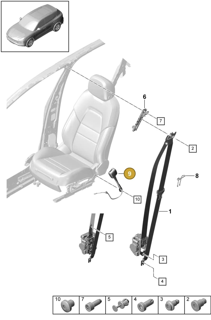 9Y0857740 — Porsche Cayenne (2017-2023) diagram p51812000, position 9