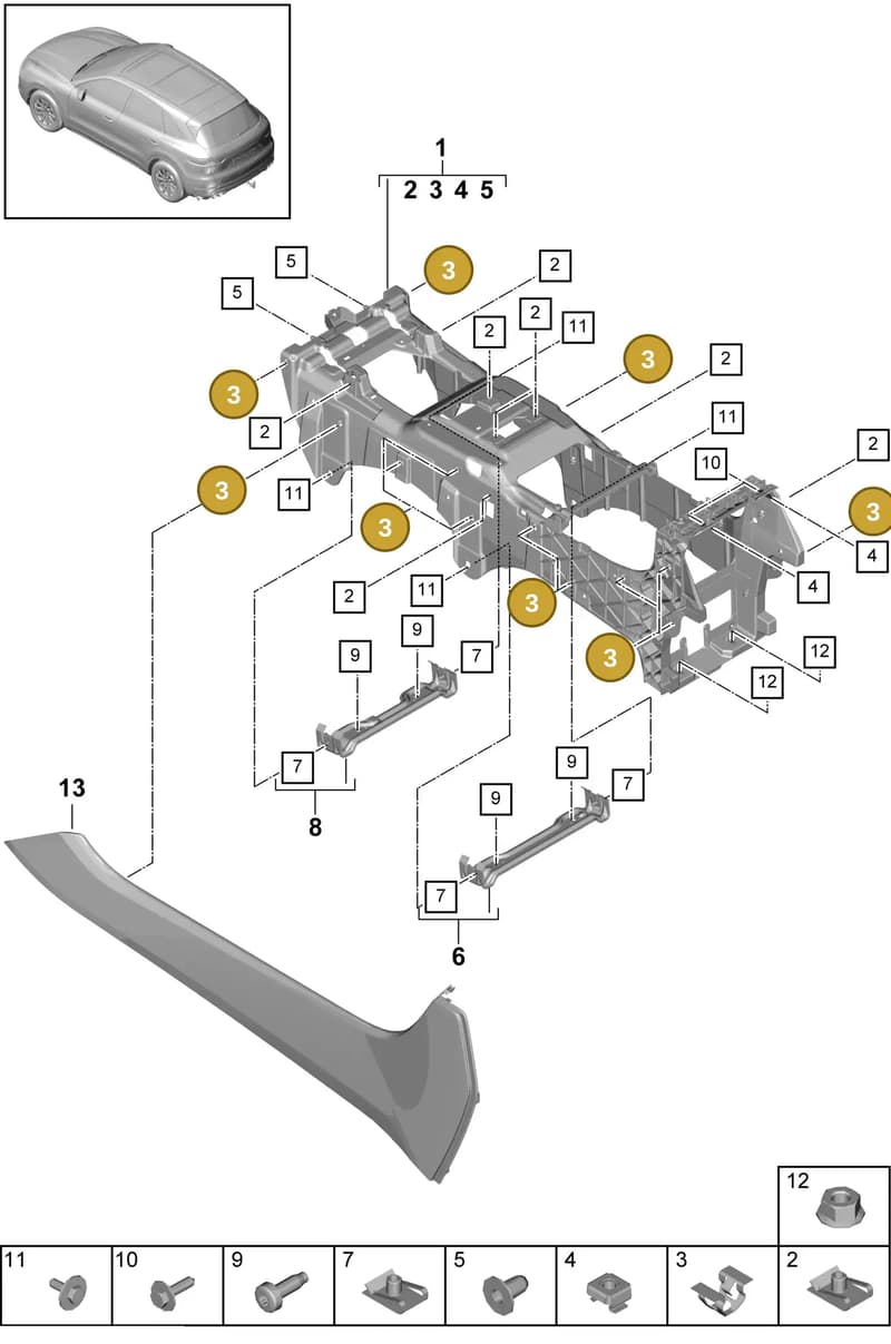 9Y0863383AG — Porsche Cayenne (2017-2023) diagram p51809030, position 3