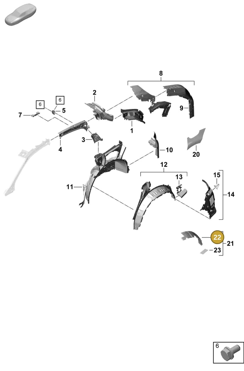 9Y0863633 — Porsche Cayenne Coupe (2023-2023) diagram p60801540, position 22