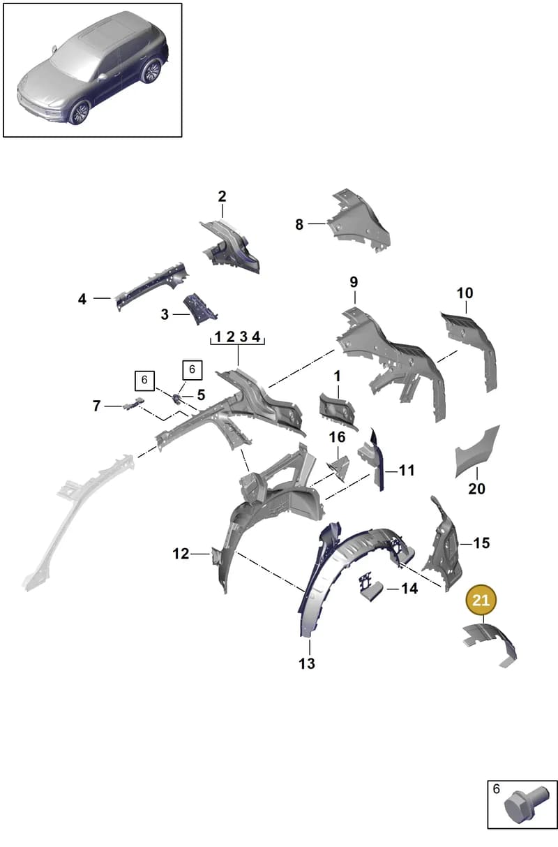 9Y0863633A — Porsche Cayenne (2017-2023) diagram p51801060, position 21
