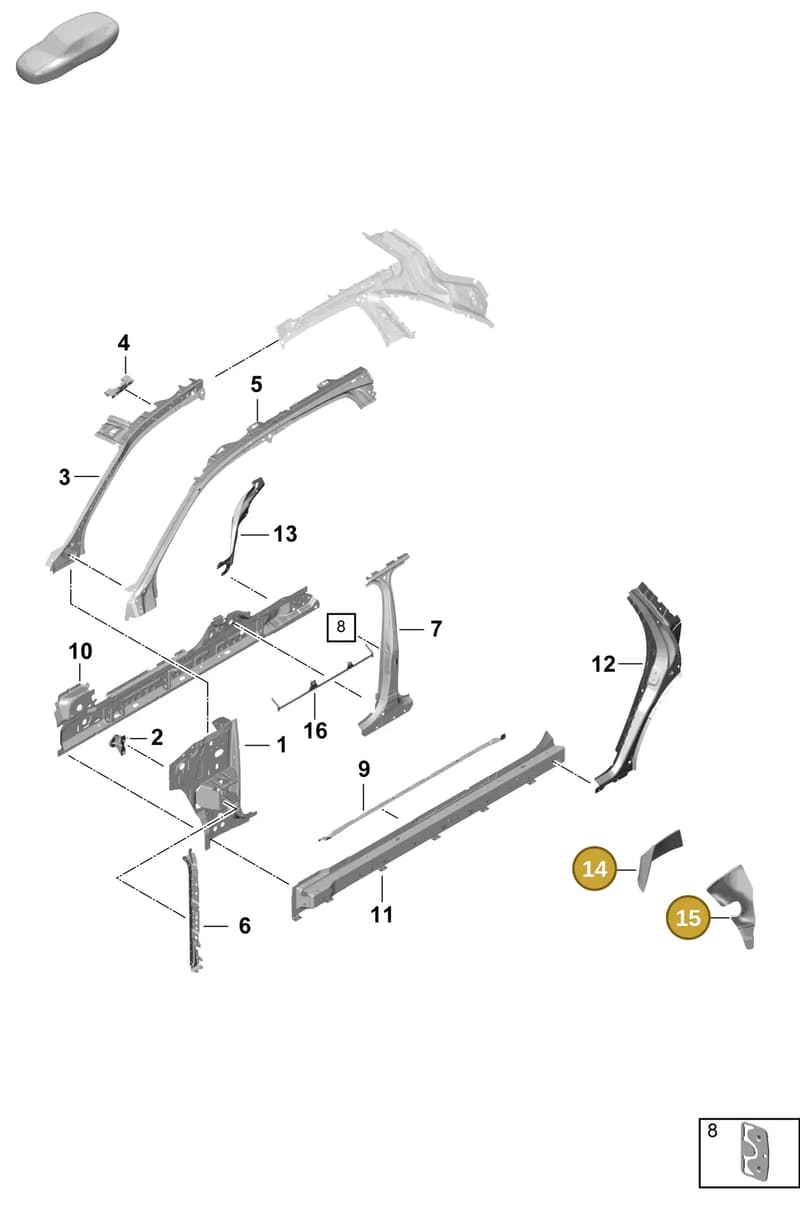 9Y0863633A — Porsche Cayenne Coupe (2023-2023) diagram p60801500, position 14+15