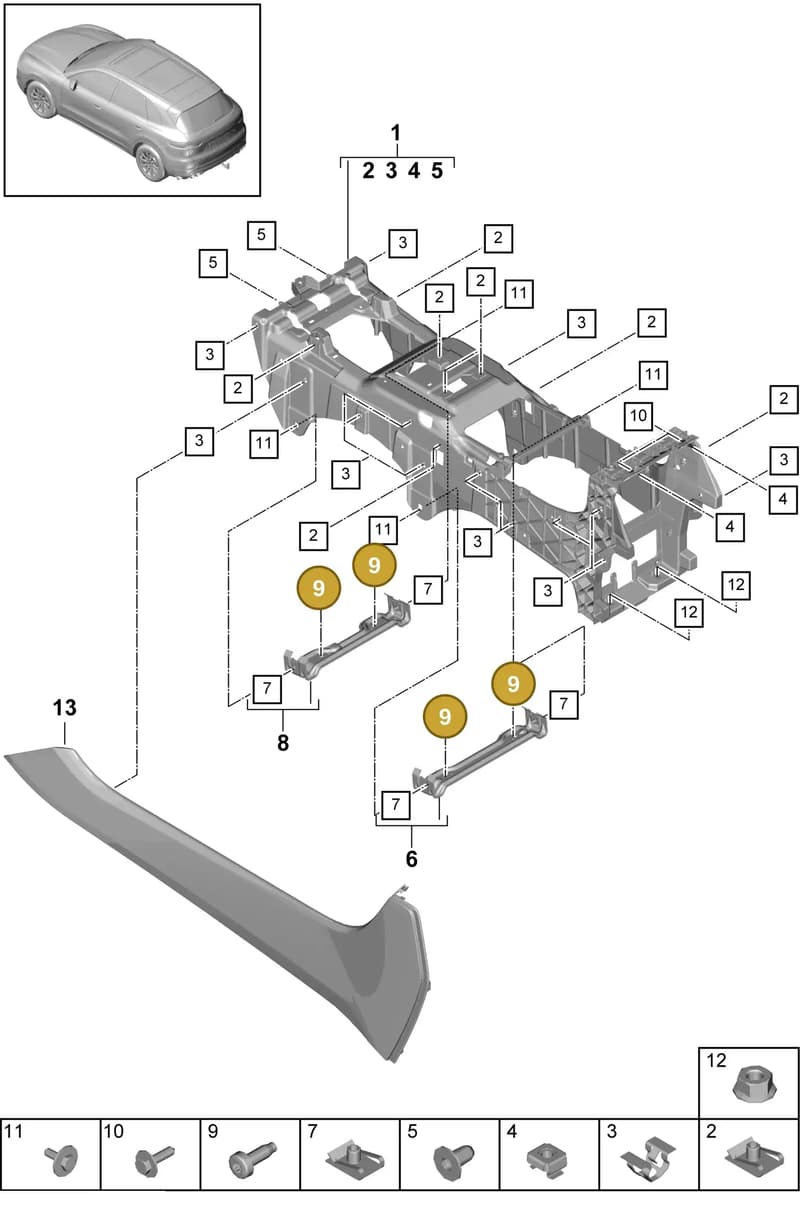 9Y0864241C5Q0 — Porsche Cayenne (2017-2023) diagram p51809030, position 9