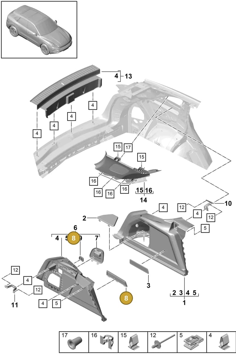 9Y0864444OH7 — Porsche Cayenne (2017-2023) diagram p51807050, position 8