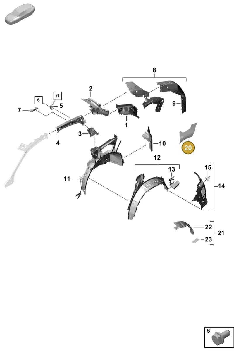 9Y0864998A — Porsche Cayenne Coupe (2023-2023) diagram p60801540, position 20