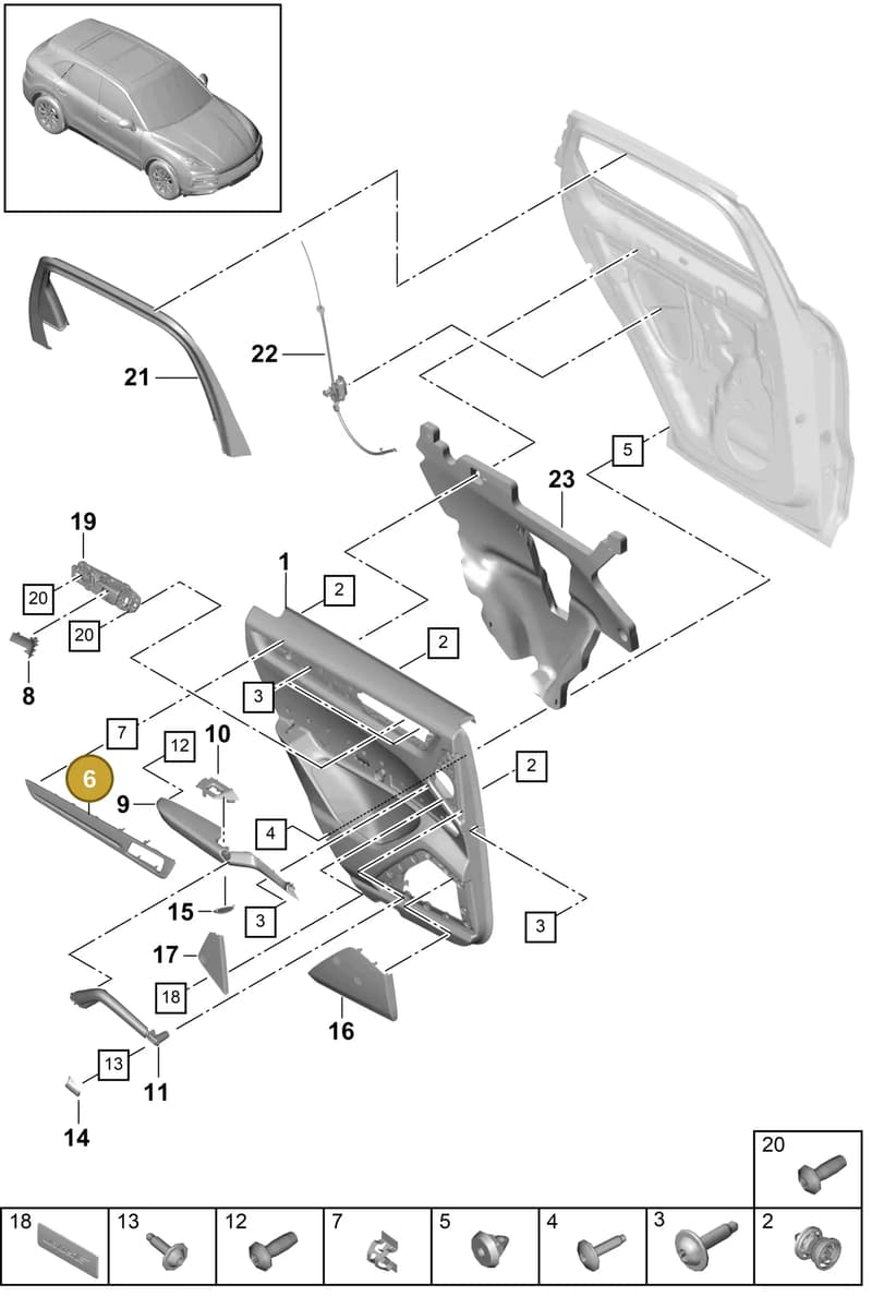 9Y0867101ACOR2 — Porsche Cayenne (2017-2023) diagram p51808020, position 6