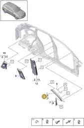 9Y0867234E2W0 Porsche A-Pillar Trim, Alcantara (Black 2W0)