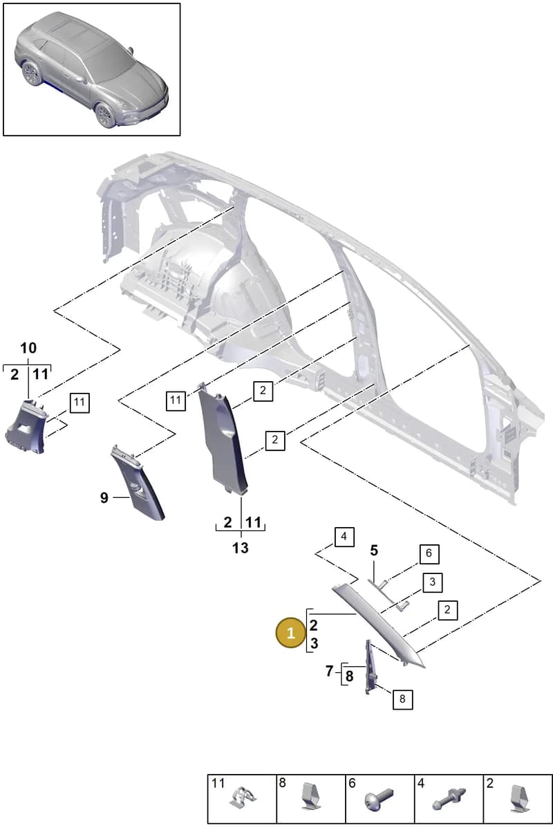 9Y0867234EOH7 — Porsche Cayenne (2017-2023) diagram p51807020, position 1