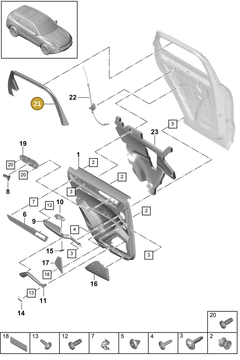 9Y0867603A1E0 — Porsche Cayenne (2017-2023) diagram p51808020, position 21
