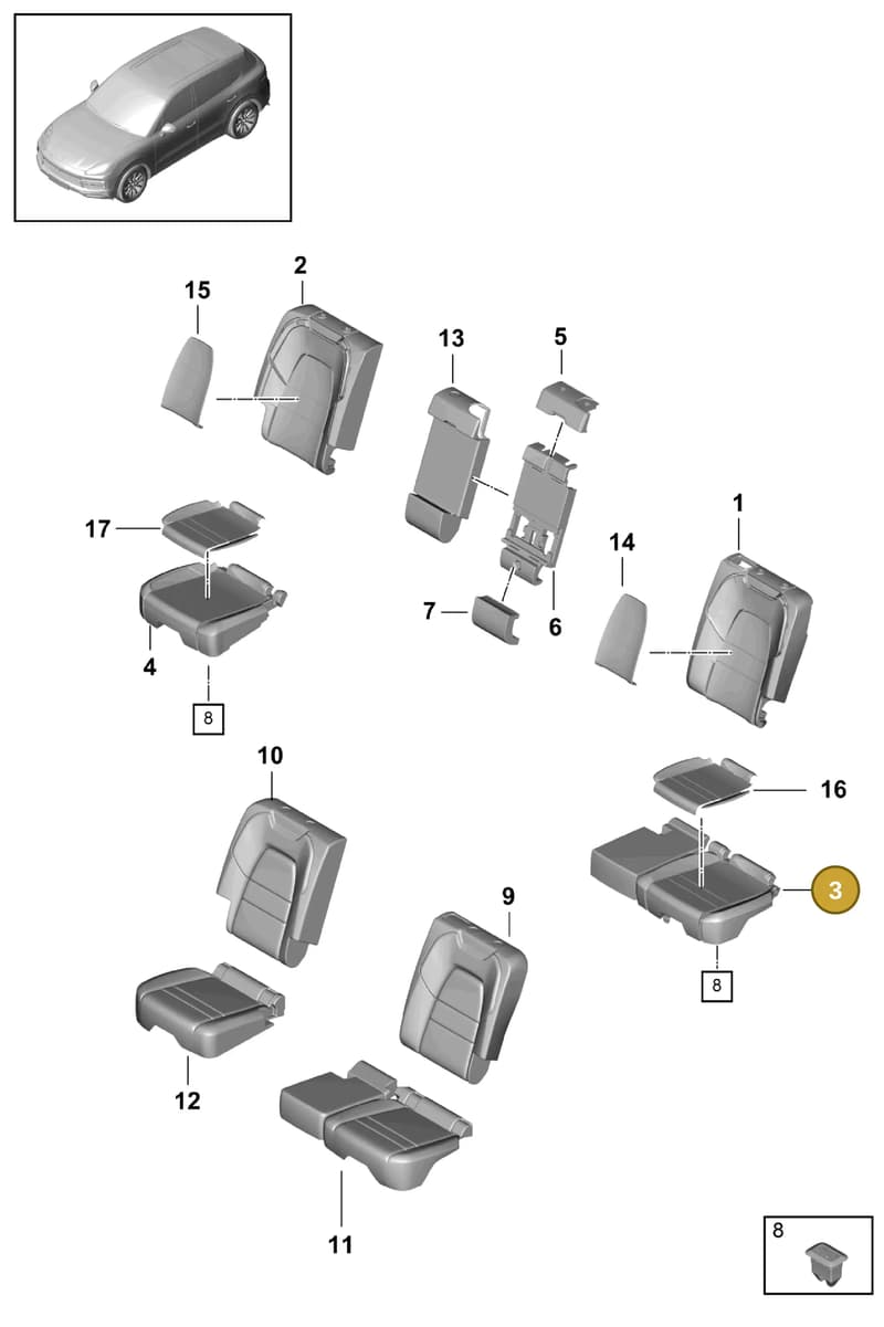 9Y0885375AA — Porsche Cayenne (2017-2023) diagram p51818030, position 3