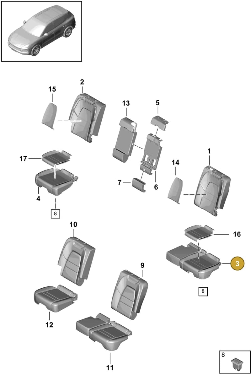 9Y0885375R — Porsche Cayenne (2017-2023) diagram p51818000, position 3