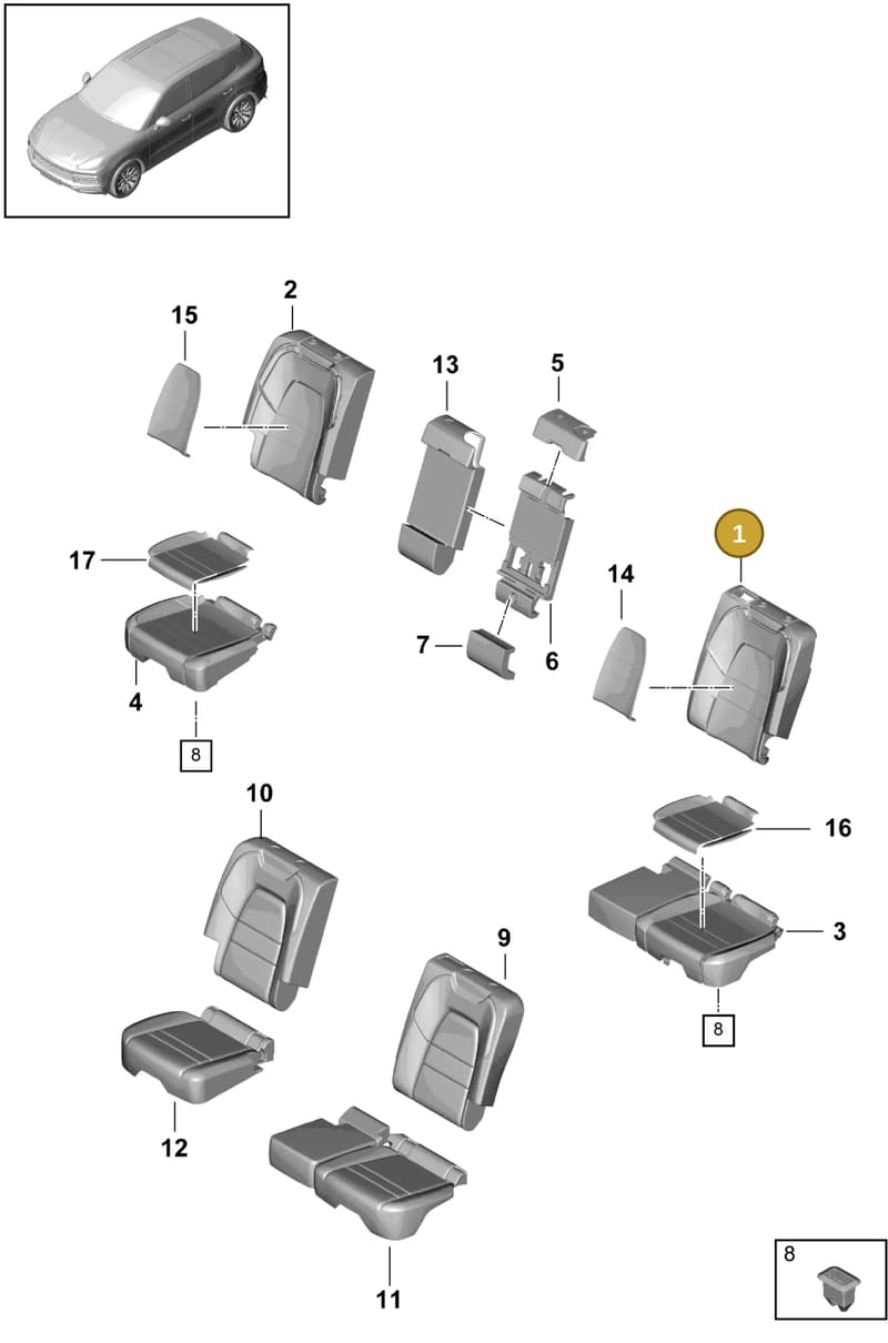 9Y0885775AG — Porsche Cayenne (2017-2023) diagram p51818000, position 1