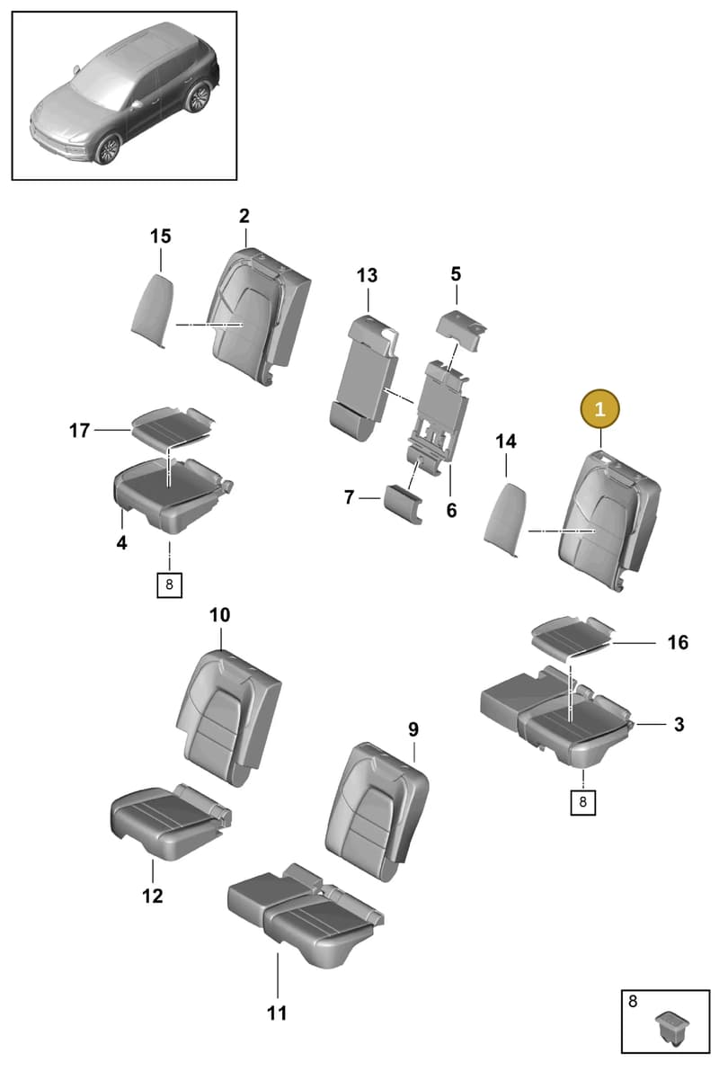 9Y0885775P — Porsche Cayenne (2017-2023) diagram p51818030, position 1
